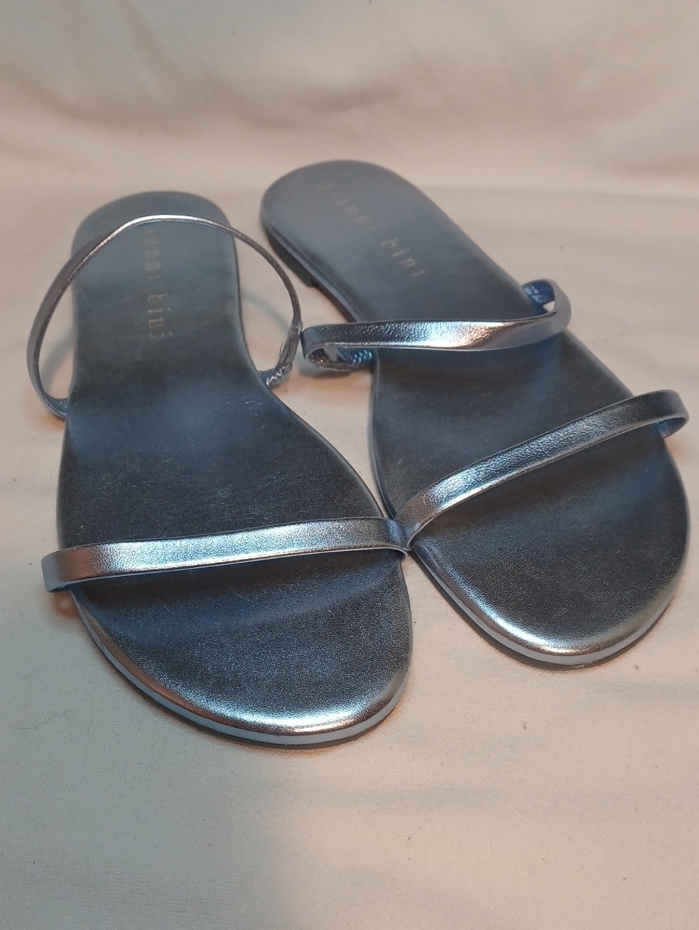 Gianni Bini Metallic Ice Blue Kadie Slide Sandals
